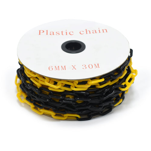 セーフラン プラスチックチェーン 黄/黒 トラチェーン 30m
