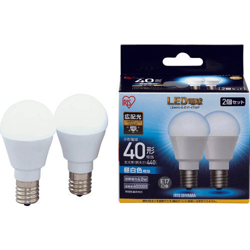 IRIS 567977 LED電球2個セット E17広配光タイプ 40形相当 昼白色