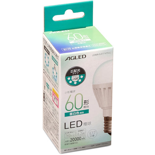 IRIS 522215 LED電球 E17 広配光 60形相当 昼白色(20000時間)