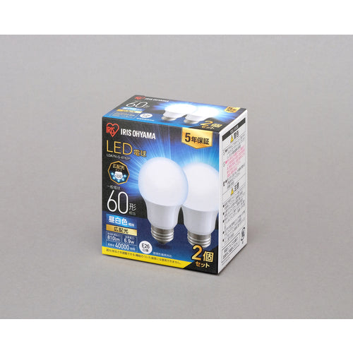 IRIS 521587 LED電球 E26 広配光 60形相当 昼白色 2個セット