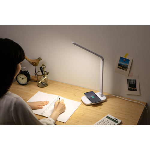 IRIS 537197 LEDデスクライト Qi充電シリーズ 平置きタイプ 調光 ブラック