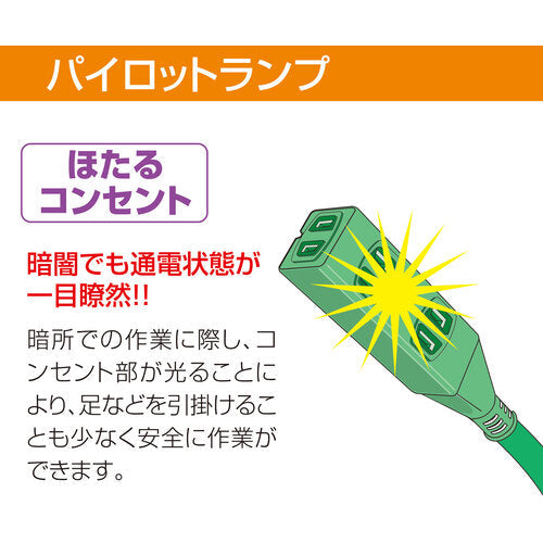 NICHIDO 延長コード ストレート型トリプルランプ付 100V 2芯 10m