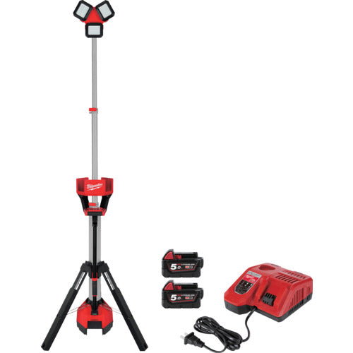 milwaukee 【期間限定キャンペーン】 M18 充電機能付きスタンドライト+充電器+5.0Ahバッテリー2個セット