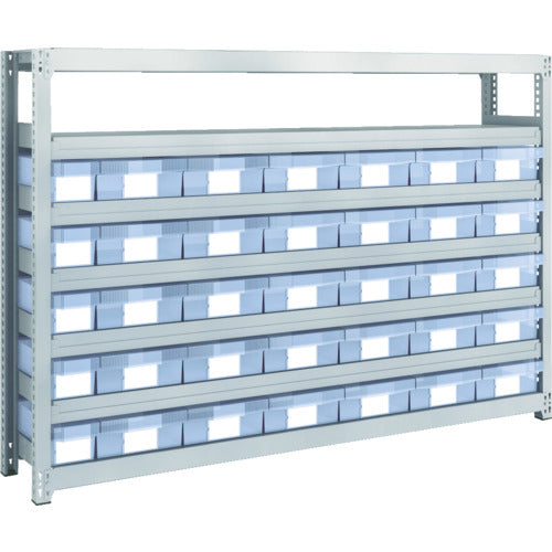 TRUSCO スチール製軽中量ボルトレス棚 M2型 樹脂透明引出付 W1760×D300×H1200 小×5・大×30