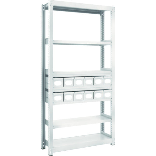 TRUSCO スチールラック M2型軽中量棚 H1800 スチール引出付 小X12