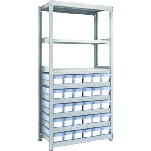 TRUSCO スチールラック M2型軽中量棚 H1800 樹脂透明引出付 小X30