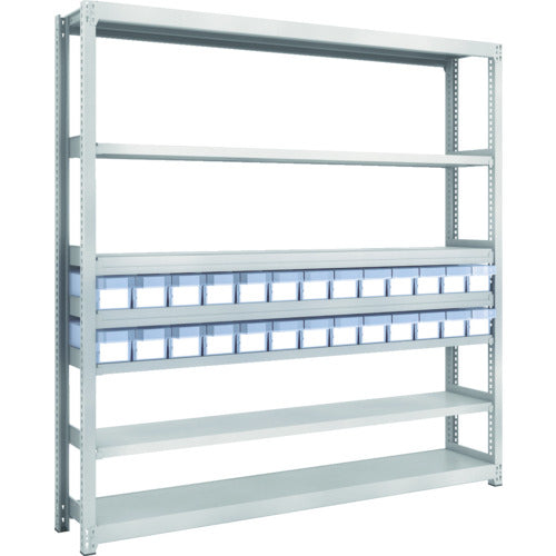 TRUSCO スチールラック M2型軽中量棚 H1800 樹脂透明引出付 小X26