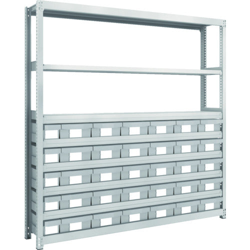 TRUSCO スチール製軽中量ボルトレス棚 M2型 樹脂ネオグレー引出付 W1760×D300×H1800 小×5・大×30