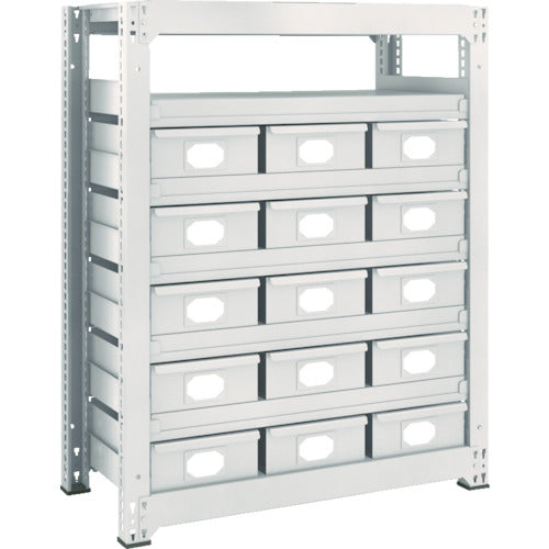 TRUSCO スチール製中量ボルトレス棚 M3型 スチール引出付 W900×D471×H1200 大×15