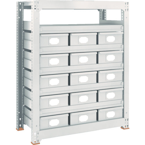 TRUSCO スチール製中量ボルトレス棚 M3型 スチール引出付 W900×D471×H1800 大×15