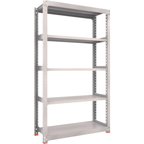 TRUSCO スチールラック M3型中量棚 1200X471XH2100 5段 単体 免震樹脂ベース付 ネオグレー