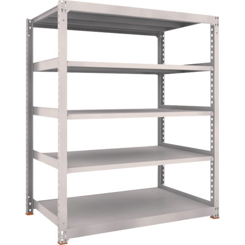 TRUSCO スチールラック M5型中量棚 1500×571×H1200 5段 単体 免震樹脂ベース付 ネオグレー ネオグレー