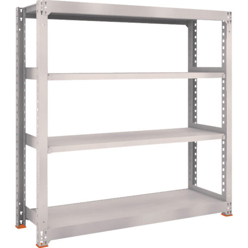 TRUSCO スチールラック M5型中量棚 1500×471×H1500 4段 単体 免震樹脂ベース付 ネオグレー ネオグレー