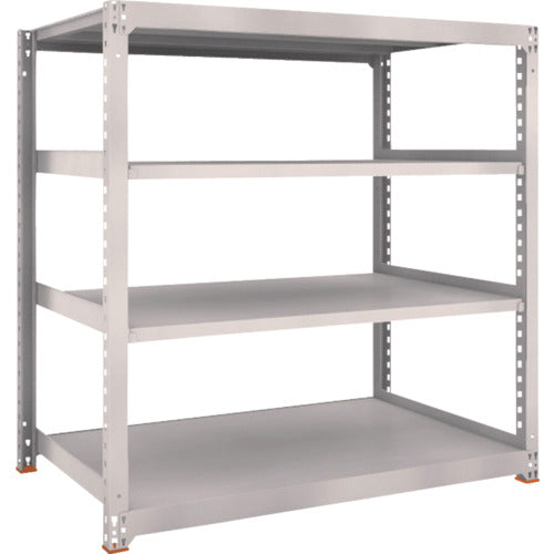 TRUSCO スチールラック M5型中量棚 1500×921×H1500 4段 単体 免震樹脂ベース付 ネオグレー ネオグレー