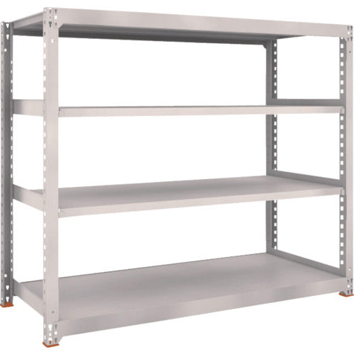 TRUSCO スチールラック M5型中量棚 1800×721×H1500 4段 単体 免震樹脂ベース付 ネオグレー ネオグレー