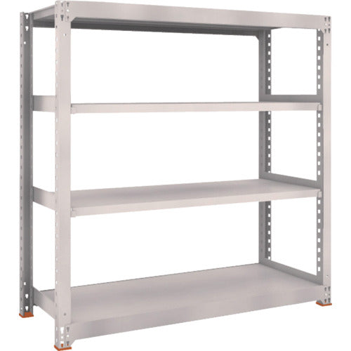 TRUSCO スチールラック M5型中量棚 900×471×H1800 4段 単体 免震樹脂ベース付 ネオグレー ネオグレー