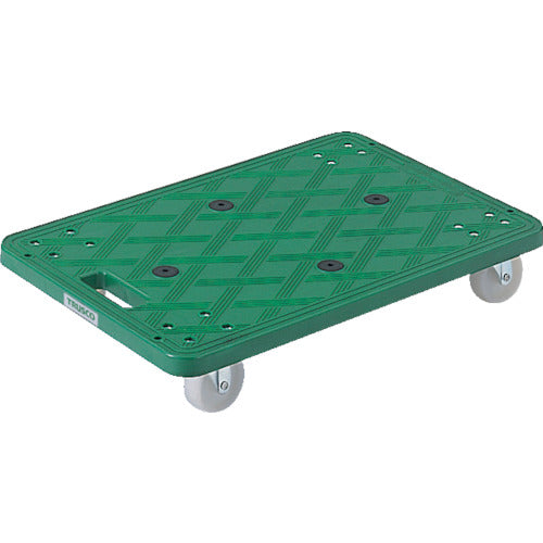 TRUSCO 樹脂製平台車 ルートバン 400X600 オール自在 グリーン