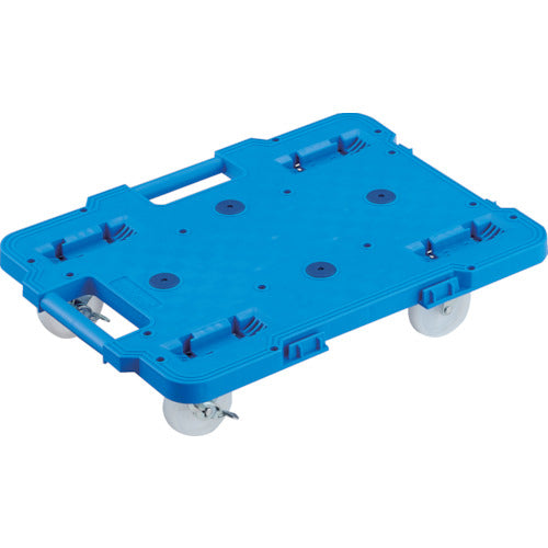 TRUSCO 樹脂製平台車 連結式ルートバン 515X385 ナイロン車輪 4輪自在 ストッパー付 青