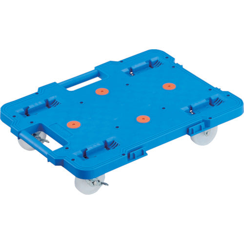 TRUSCO 樹脂製平台車 連結式ルートバン 515X385 ナイロン車輪 ストッパー付 青