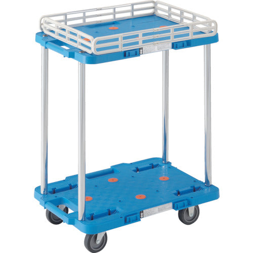 TRUSCO 樹脂製台車 ルートバン 2段式 こぼれ止め1段付 370X500 青
