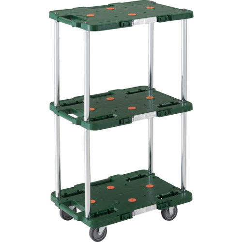 TRUSCO 樹脂製台車 ルートバン 3段式 370X500 緑