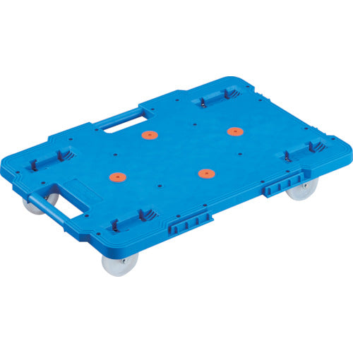 TRUSCO 樹脂製平台車 連結式ルートバン 615X415 ナイロン車輪 青