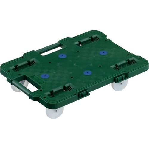 TRUSCO 樹脂製平台車 連結式ルートバン 615X415 ナイロン車輪 4輪自在 緑