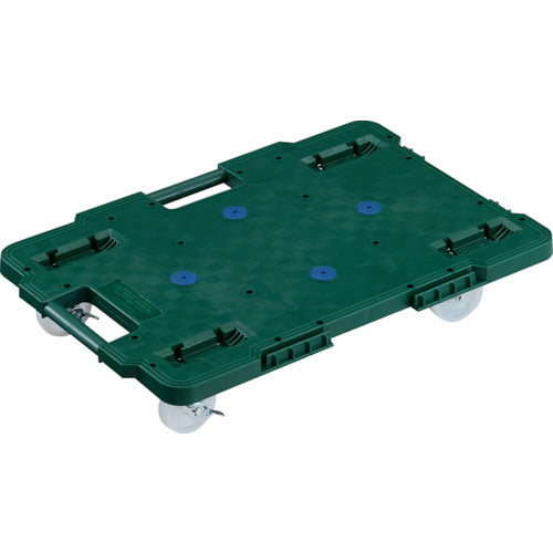 TRUSCO 樹脂製平台車 連結式ルートバン 615X415 ナイロン車輪 4輪自在 ストッパー付 緑