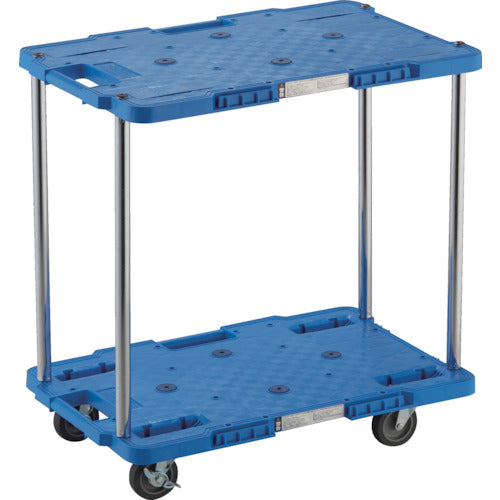 TRUSCO 樹脂製台車 ルートバン 2段式 400X600 4輪自在ストッパー付 青