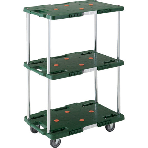 TRUSCO 樹脂製台車 ルートバン 3段式 400X600 緑