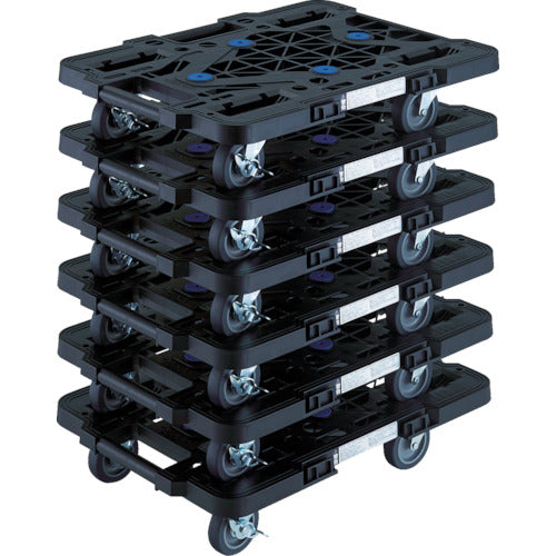 TRUSCO まとめ買い 樹脂製平台車 ルートバン MPK-500JS-BK 6台セット