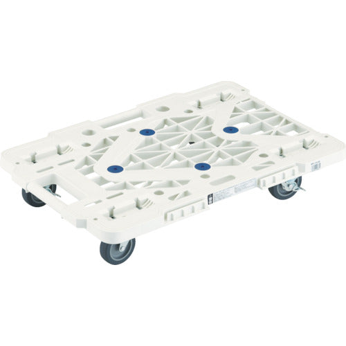 TRUSCO 樹脂製平台車 ルートバンメッシュタイプ 515X385 4輪自在 ストッパー付 白