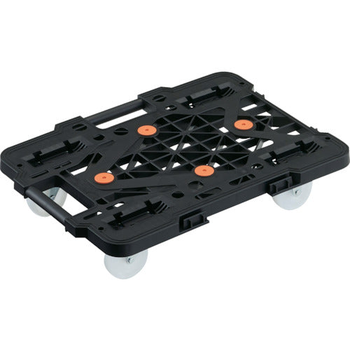 TRUSCO 樹脂製平台車 連結式ルートバン メッシュタイプ 515X385 ナイロン車輪 黒