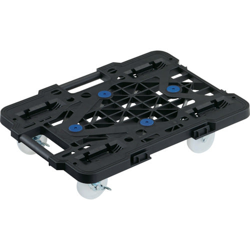 TRUSCO 樹脂製平台車 連結式ルートバン メッシュタイプ 515X385 ナイロン車輪 4輪自在 ストッパー付 黒