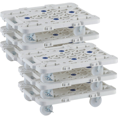 TRUSCO まとめ買い 樹脂製平台車 連結式ルートバン MPK-500NJS-W 6台セット