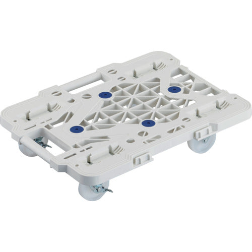 TRUSCO 樹脂製平台車 連結式ルートバン メッシュタイプ 515X385 ナイロン車輪 4輪自在 ストッパー付 白