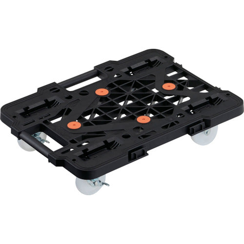 TRUSCO 樹脂製平台車 連結式ルートバン メッシュタイプ 515X385 ナイロン車輪 自在側ストッパー付 黒