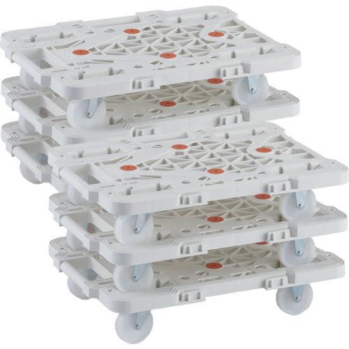 TRUSCO まとめ買い 樹脂製平台車 連結式ルートバン MPK-500N-W 6台セット