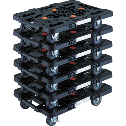 TRUSCO まとめ買い 樹脂製平台車 ルートバン MPK-500S-BK 6台セット