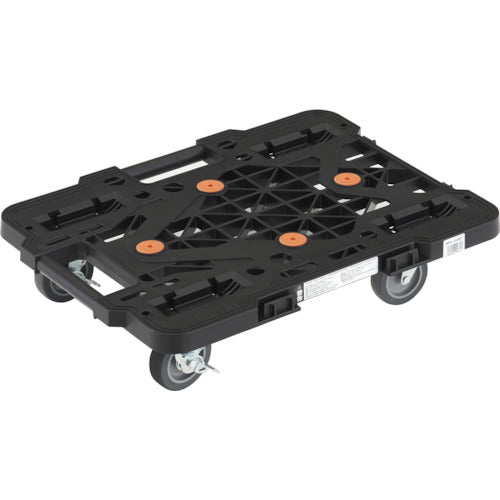 TRUSCO 樹脂製平台車 ルートバンメッシュタイプ 515X385 自在側ストッパー付 黒