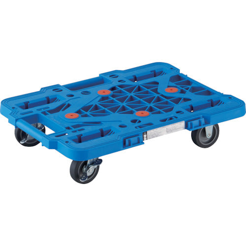TRUSCO 樹脂製平台車 ルートバンメッシュタイプ 515X385 自在側ストッパー付 青