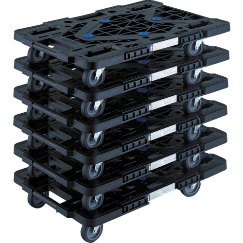 TRUSCO まとめ買い 樹脂製平台車 ルートバン MPK-600J-BK 6台セット