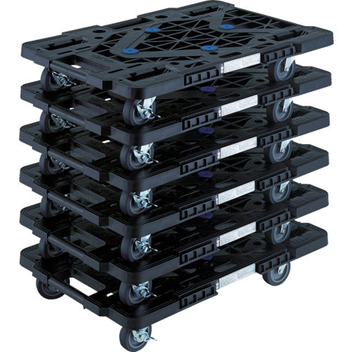 TRUSCO まとめ買い 樹脂製平台車 ルートバン MPK-600JS-BK 6台セット