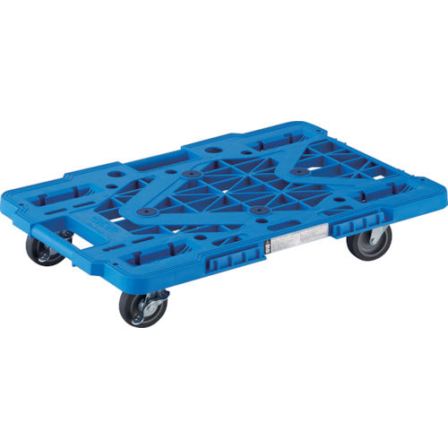 TRUSCO 樹脂製平台車 ルートバンメッシュタイプ 615X415 4輪自在 ストッパー付 青