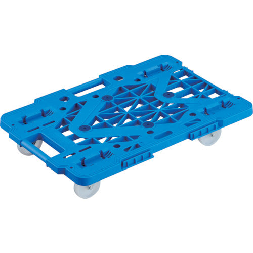 TRUSCO 樹脂製平台車 連結式ルートバン メッシュタイプ 615X415 ナイロン車輪 オール自在 青