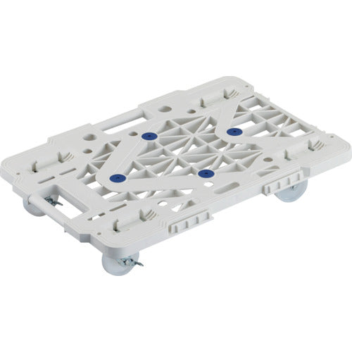 TRUSCO 樹脂製平台車 連結式ルートバン メッシュタイプ 615X415 ナイロン車輪 4輪自在 ストッパー付 白