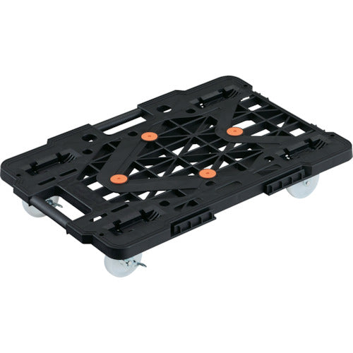 TRUSCO 樹脂製平台車 連結式ルートバン メッシュタイプ 615X415 ナイロン車輪 自在側ストッパー付 黒