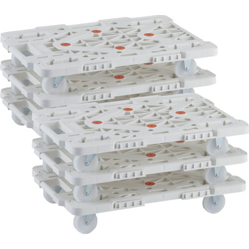 TRUSCO まとめ買い 樹脂製平台車 連結式ルートバン MPK-600N-W 6台セット