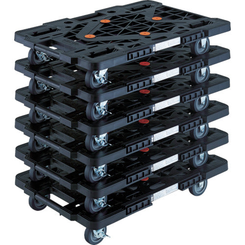 TRUSCO まとめ買い 樹脂製平台車 ルートバン MPK-600S-BK 6台セット