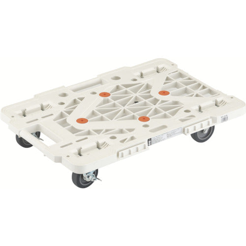 TRUSCO 樹脂製平台車 ルートバンメッシュタイプ 615X415 自在側ストッパー付 白